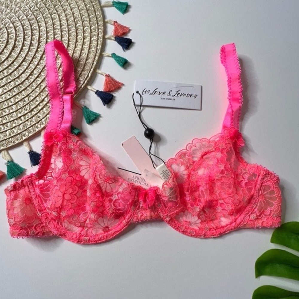For Love And Lemons Daisy Scoop Bra Pink Xs New